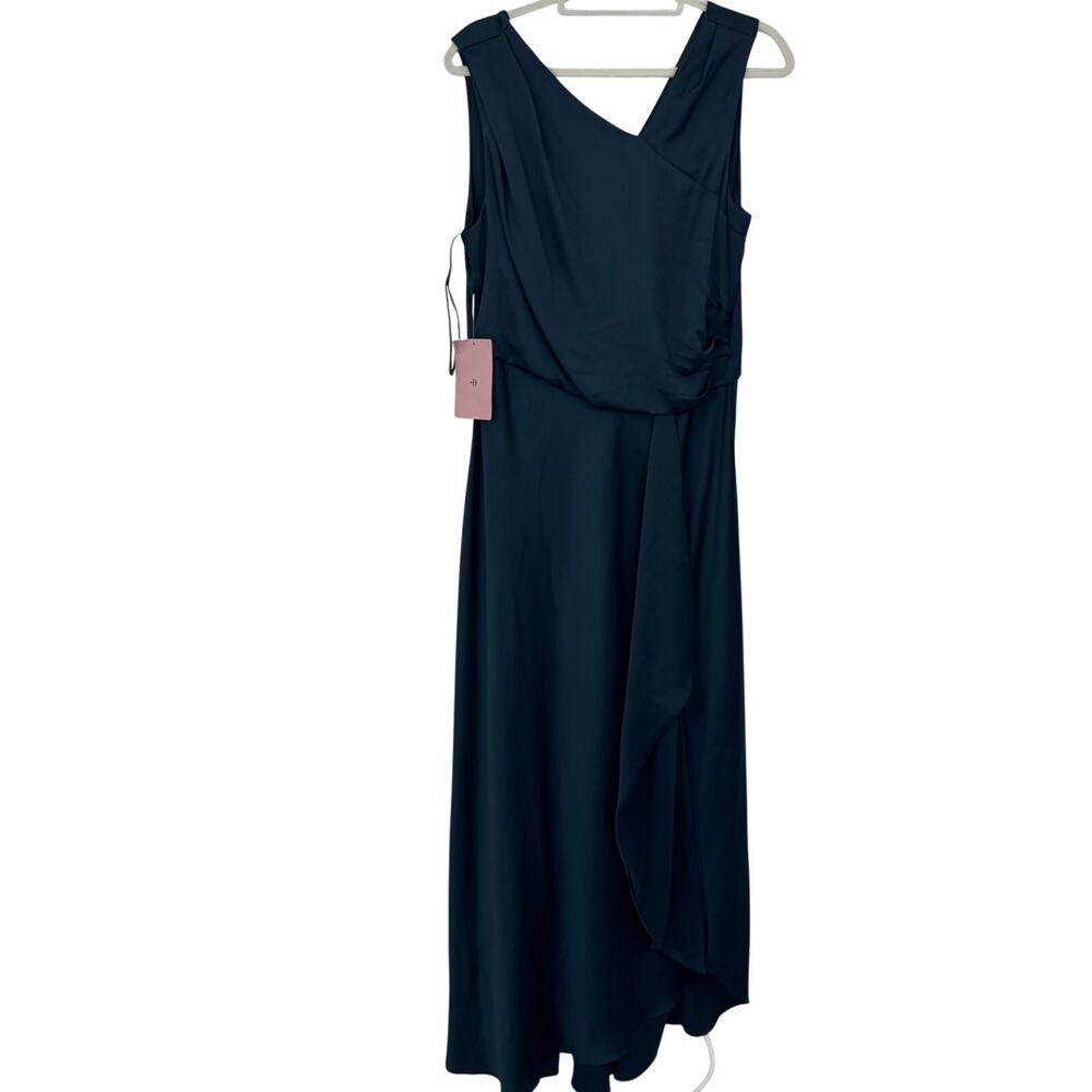 BHLDN Womens Espen Satin Bridemaid Maxi Dress Size 14 Wedding Dark Emerald Green